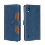 For ZTE Blabe A5 2020 Skin Feel Straw Hat Magnetic Buckle Leather Phone Case(Blue)