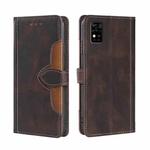 For ZTE Blabe A31 Skin Feel Straw Hat Magnetic Buckle Leather Phone Case(Brown)