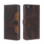 For ZTE Tempo X Skin Feel Straw Hat Magnetic Buckle Leather Phone Case(Brown)