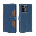 For ZTE Blabe V30 Skin Feel Straw Hat Magnetic Buckle Leather Phone Case(Blue)