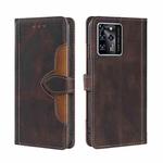 For ZTE Blabe V30 Skin Feel Straw Hat Magnetic Buckle Leather Phone Case(Brown)