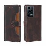 For ZTE Axon 30 Ultra 5G Skin Feel Straw Hat Magnetic Buckle Leather Phone Case(Brown)