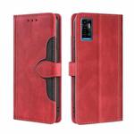 For ZTE Blabe A71 Skin Feel Straw Hat Magnetic Buckle Leather Phone Case(Red)