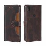 For Alcatel Axel / Lumos Skin Feel Straw Hat Magnetic Buckle Leather Phone Case(Brown)