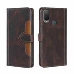 For Alcatel 1L 2021 Skin Feel Straw Hat Magnetic Buckle Leather Phone Case(Brown)