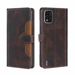 For Itel A48 Skin Feel Straw Hat Magnetic Buckle Leather Phone Case(Brown)