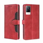 For vivo V21 5G / 4G Skin Feel Straw Hat Magnetic Buckle Leather Phone Case(Red)