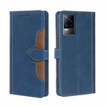 For vivo V21e 4G / Y73 2021 Skin Feel Straw Hat Magnetic Buckle Leather Phone Case(Blue)