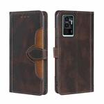For vivo V23e / S10e Skin Feel Straw Hat Magnetic Buckle Leather Phone Case(Brown)