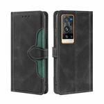 For vivo X60 Pro+ Skin Feel Straw Hat Magnetic Buckle Leather Phone Case(Black)