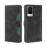 For vivo X60 Pro Foreign Version / X60 Skin Feel Straw Hat Magnetic Buckle Leather Phone Case(Black)