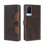 For vivo X60 Pro Foreign Version / X60 Skin Feel Straw Hat Magnetic Buckle Leather Phone Case(Brown)