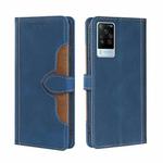 For vivo X60 Pro Foreign Version / X60 Skin Feel Straw Hat Magnetic Buckle Leather Phone Case(Blue)