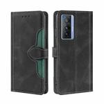 For vivo X70 Skin Feel Straw Hat Magnetic Buckle Leather Phone Case(Black)