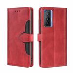 For vivo X70 Skin Feel Straw Hat Magnetic Buckle Leather Phone Case(Red)