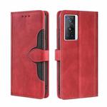 For vivo X70 Pro Skin Feel Straw Hat Magnetic Buckle Leather Phone Case(Red)