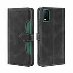 For vivo Y73s 2021 Skin Feel Straw Hat Magnetic Buckle Leather Phone Case(Black)