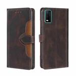 For vivo Y73s 2021 Skin Feel Straw Hat Magnetic Buckle Leather Phone Case(Brown)