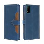 For vivo Y73s 2021 Skin Feel Straw Hat Magnetic Buckle Leather Phone Case(Blue)