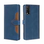 For vivo Y20 / Y20i / Y20s Skin Feel Straw Hat Magnetic Buckle Leather Phone Case(Blue)
