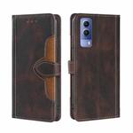 For vivo Y53s 5G / iQOO Z5X / T1X Skin Feel Straw Hat Magnetic Buckle Leather Phone Case(Brown)