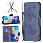 For Xiaomi Redmi Note 11 Global Two Butterflies Embossing Leather Phone Case(Blue)