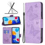 For Xiaomi Redmi Note 11 Global Two Butterflies Embossing Leather Phone Case(Purple)