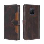 For Fujitsu Arrows 5G F-51A Skin Feel Straw Hat Magnetic Buckle Leather Phone Case(Brown)