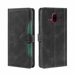 For Fujitsu Arrows F-52B Skin Feel Straw Hat Magnetic Buckle Leather Phone Case(Black)