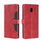 For Fujitsu Arrows F-52B Skin Feel Straw Hat Magnetic Buckle Leather Phone Case(Red)