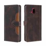 For Fujitsu Arrows F-52B Skin Feel Straw Hat Magnetic Buckle Leather Phone Case(Brown)