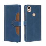 For Kyocera KY-51B Skin Feel Straw Hat Magnetic Buckle Leather Phone Case(Blue)