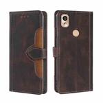 For Kyocera KY-51B Skin Feel Straw Hat Magnetic Buckle Leather Phone Case(Brown)
