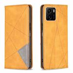 For vivo Y15s Rhombus Texture Horizontal Flip Magnetic Leather Phone Case(Yellow)