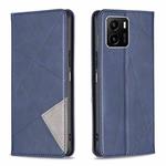 For vivo Y15s Rhombus Texture Horizontal Flip Magnetic Leather Phone Case(Blue)