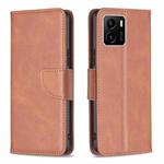 For vivo Y15s Lambskin Texture Pure Color Horizontal Flip Leather Phone Case(Brown)
