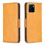 For vivo Y15s Lambskin Texture Pure Color Horizontal Flip Leather Phone Case(Yellow)
