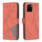 For vivo Y15s Rhombus Texture Magnetic Buckle Horizontal Flip Leather Phone Case(Brown)