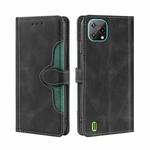 For Blackview A55 Skin Feel Straw Hat Magnetic Buckle Leather Phone Case(Black)