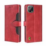 For Blackview A55 Skin Feel Straw Hat Magnetic Buckle Leather Phone Case(Red)