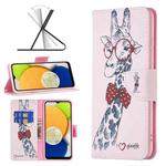 For Samsung Galaxy A03 166mm Colored Drawing Pattern Leather Phone Case(Giraffe)