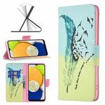 For Samsung Galaxy A03 166mm Colored Drawing Pattern Leather Phone Case(Feather)