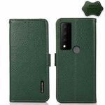 For TCL 30V 5G / 30 XE 5G KHAZNEH Side-Magnetic Litchi Genuine Leather RFID Phone Case(Green)