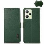 For OPPO Realme C35 KHAZNEH Side-Magnetic Litchi Genuine Leather RFID Phone Case(Green)