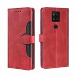 For Sharp Aquos Sense 4 Plus Skin Feel Straw Hat Magnetic Buckle Leather Phone Case(Red)