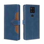 For Sharp Aquos Sense 4 Plus Skin Feel Straw Hat Magnetic Buckle Leather Phone Case(Blue)
