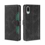 For Sharp Aquos Sense 3 Plus Skin Feel Straw Hat Magnetic Buckle Leather Phone Case(Black)