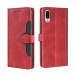 For Sharp Aquos Sense 3 Plus Skin Feel Straw Hat Magnetic Buckle Leather Phone Case(Red)