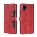 For Sharp Aquos Sense 4 4G/5G Skin Feel Straw Hat Magnetic Buckle Leather Phone Case(Red)