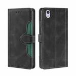 For Sharp Aquos Sense SH-01K SHV40 SH-M05 Skin Feel Straw Hat Magnetic Buckle Leather Phone Case(Black)